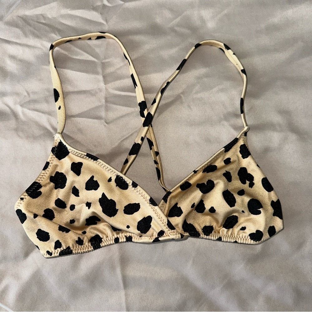 Pac Sun Girls String Bikini Top Size XXS Tan With Animal Print